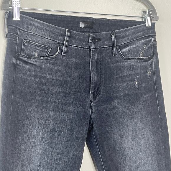 MOTHER  LOOKER‎ ANKLE FRAY SKINNY  BLACK  DISTRESS JEAN SIZE 30 - Picture 4 of 11